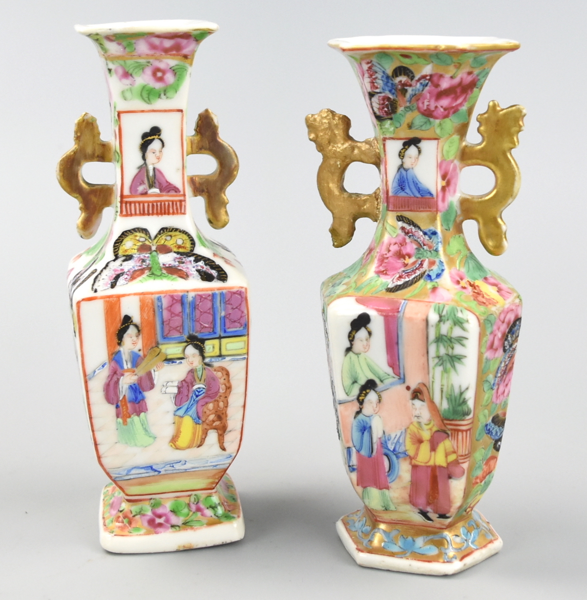 TWO CHINESE CANTON GLAZED MINIATURE 2cf11f