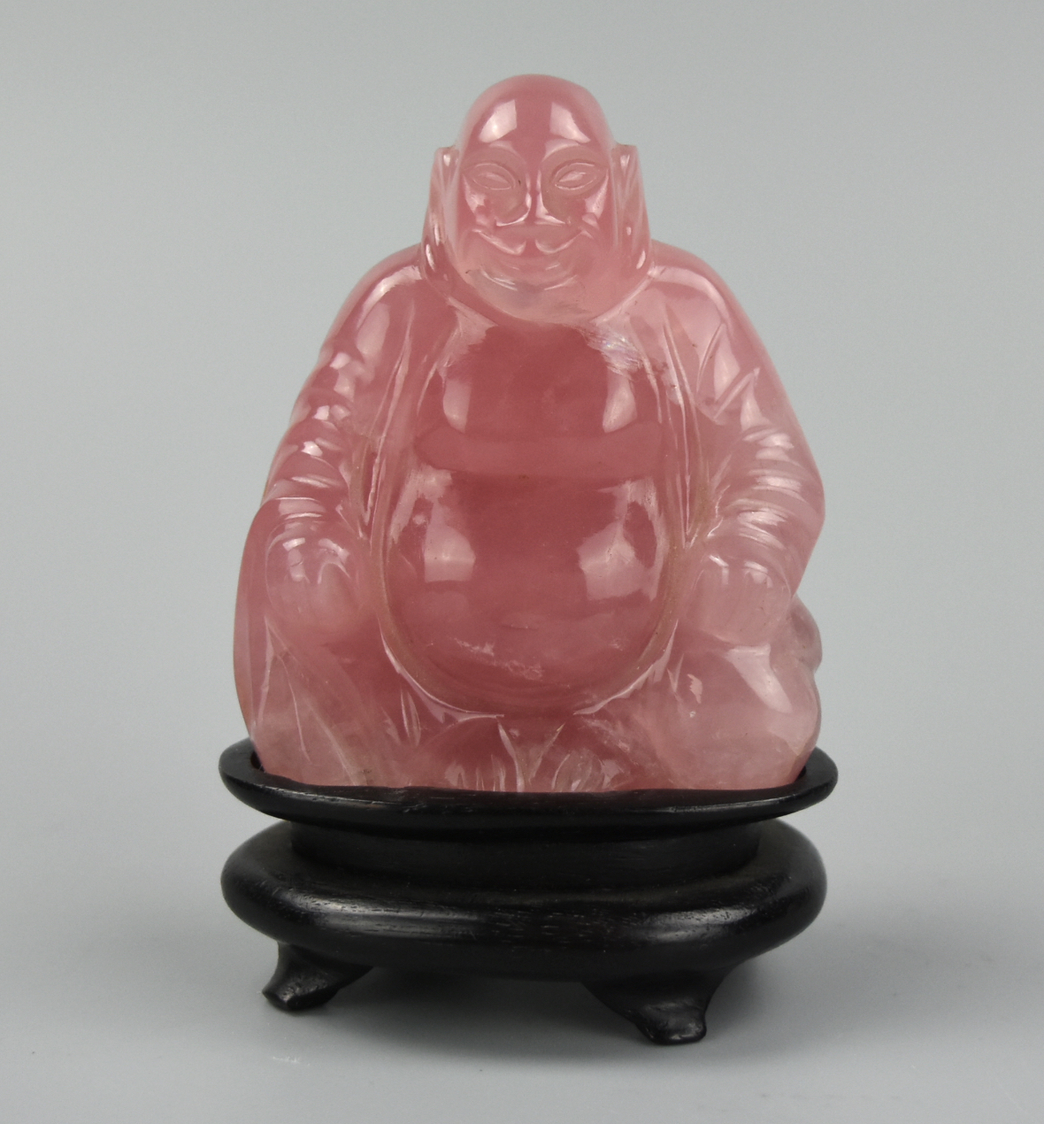 CHINESE PINK QUARTZ BUDDHA FIGURE 2cf12f