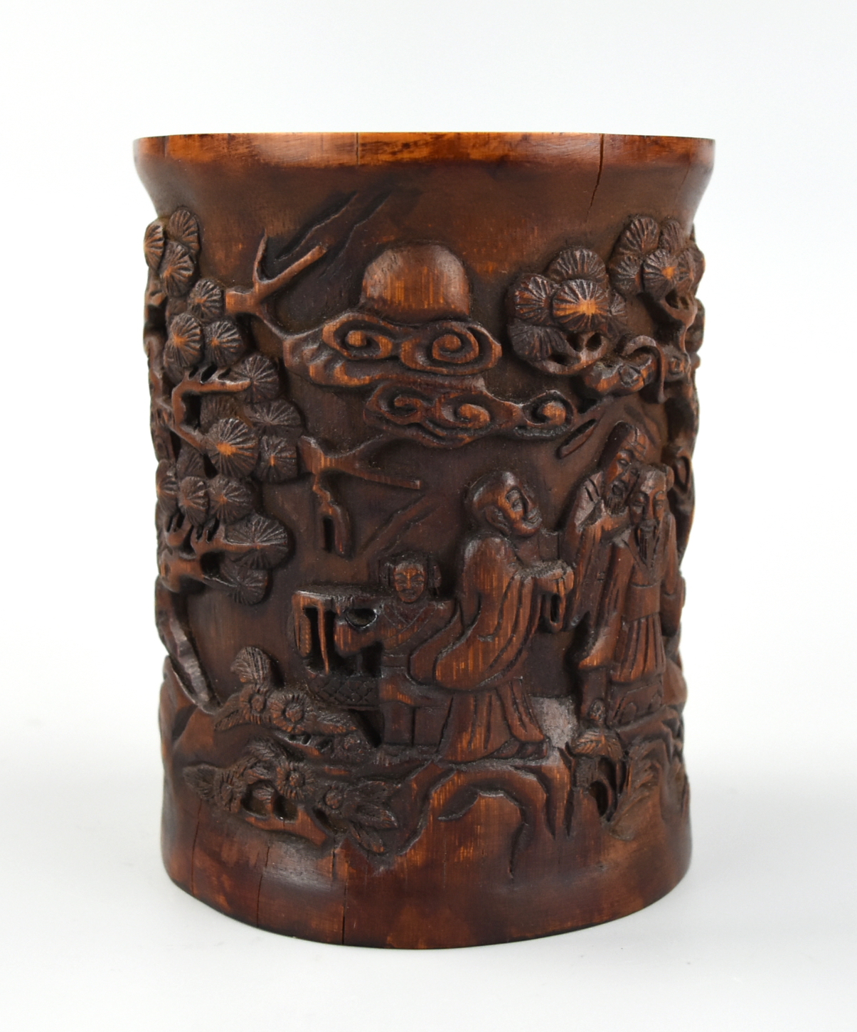 CHINESE CARVED BAMBOO BRUSH POT