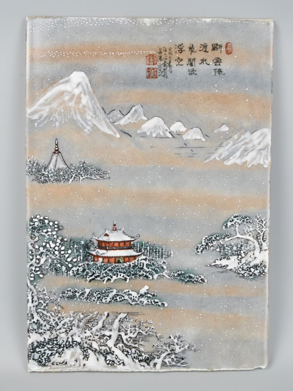 CHINESE HAND PAINTED PLAQUE/ SNOW