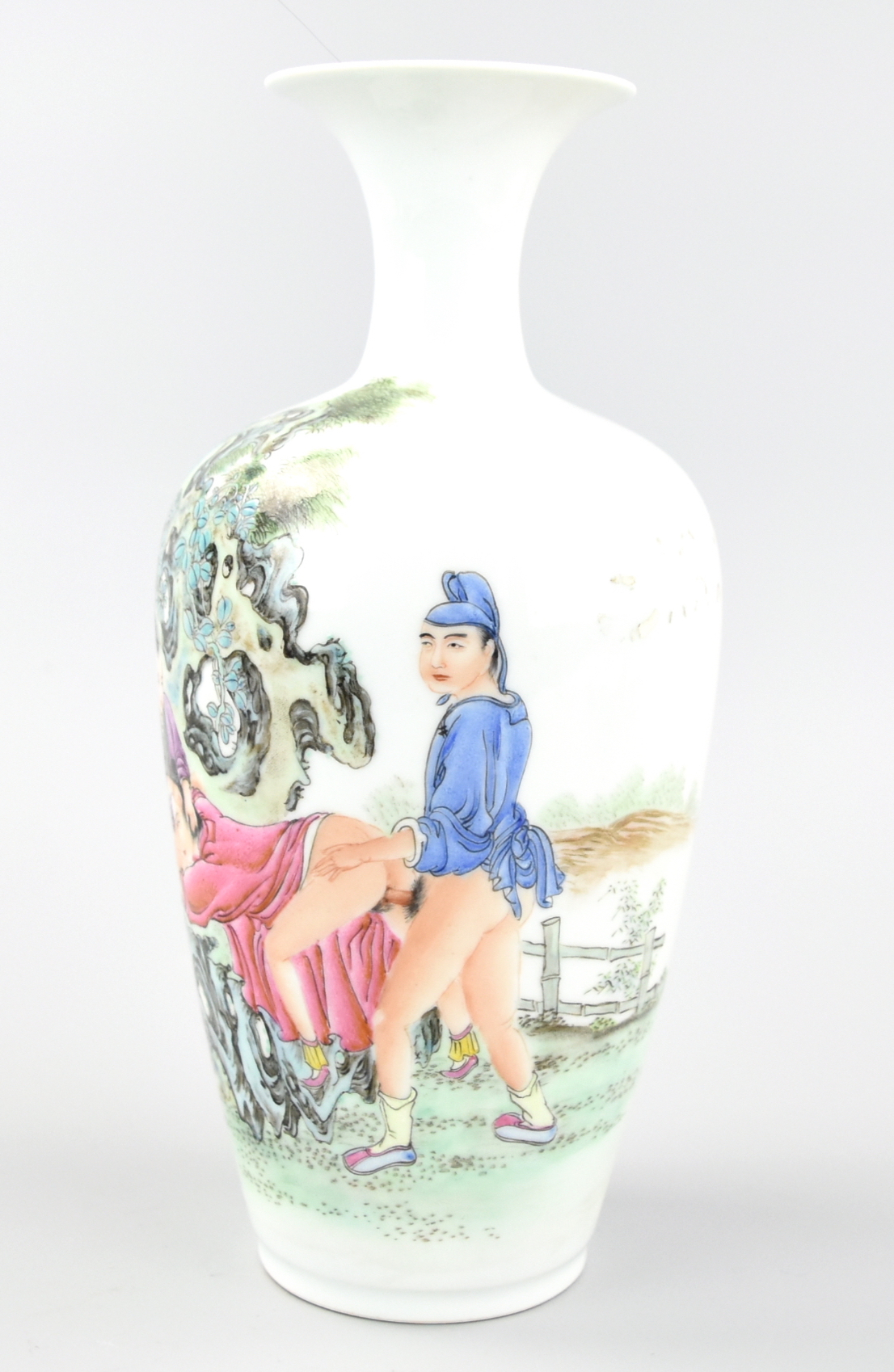 CHINESE FAMILLE ROSE VASE W/ EROTIC