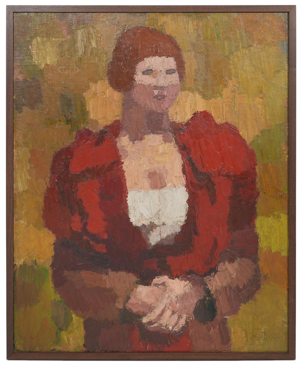 HANS BOHLER 'THE RED SHAWL' OIL