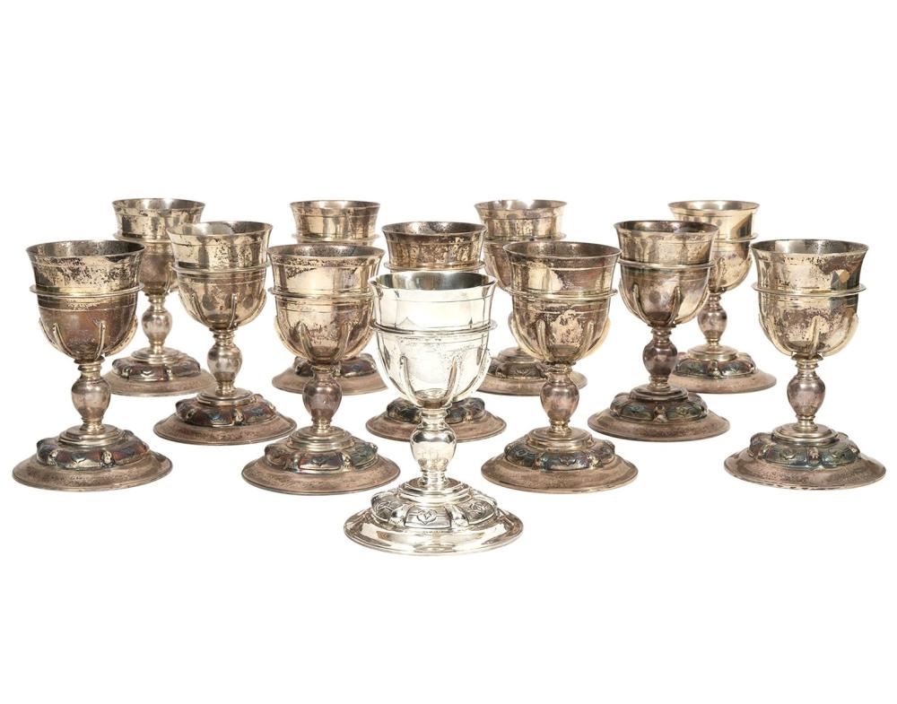 12 MEXICAN STERLING 175 T O GOBLETS 2cf1f8