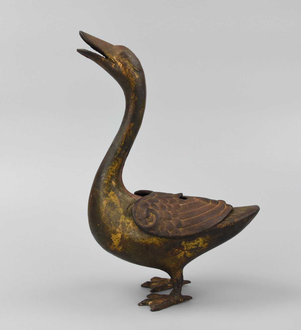 CHINESE BRONZE GOOSE CENSER, 17TH