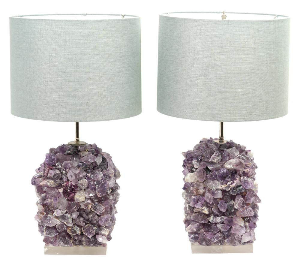 PAIR OF AMETHYST STONE LAMPSPair 2cf242