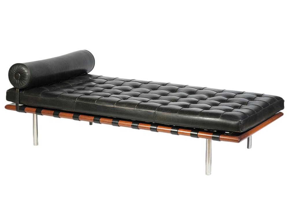 KNOLL BARCELONA BLACK LEATHER COUCH