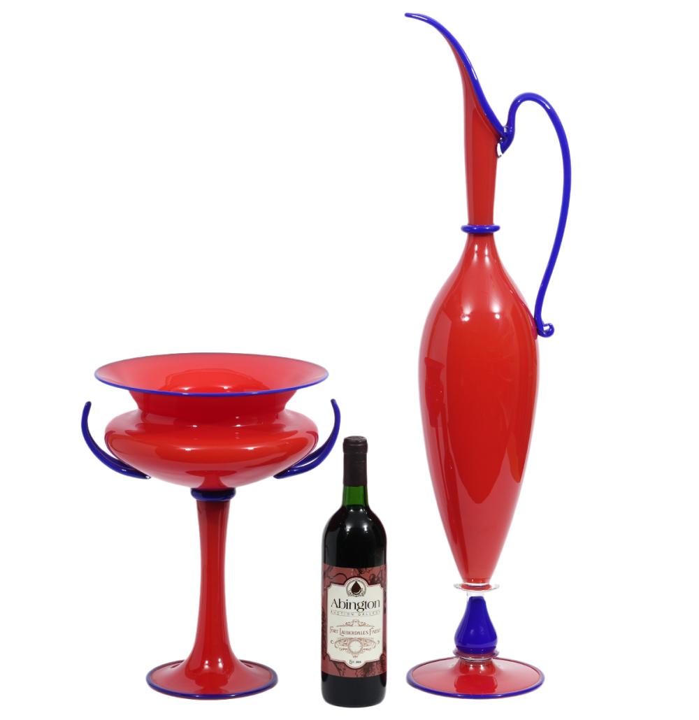 2 PCS. DANTE MARIONI RED ART GLASS2