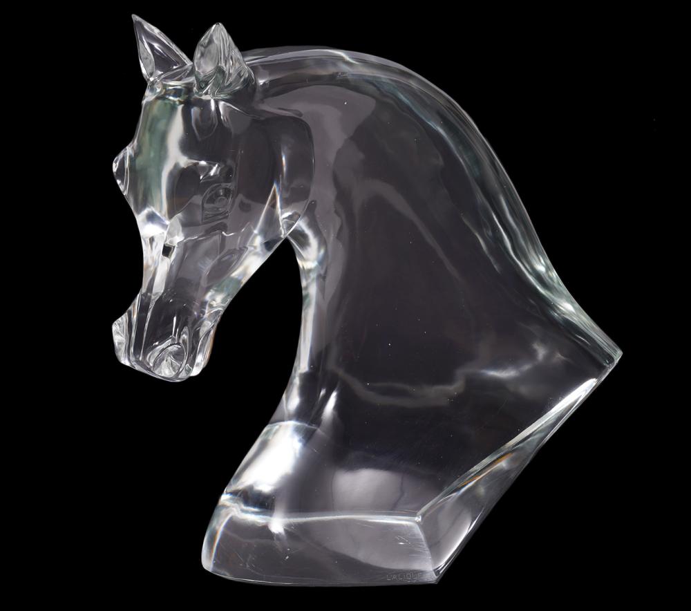 LARGE LALIQUE CLEAR CRYSTAL HORSE 2cf2fc
