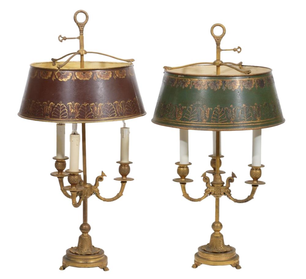 TWO FRENCH BOUILLOTTE TABLE LAMPSTwo