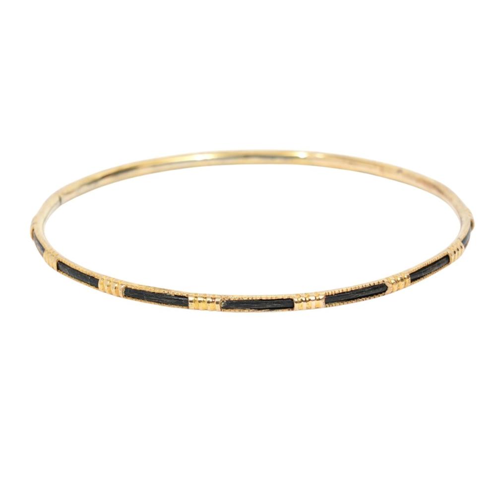 14K YG & ELEPHANT HAIR BANGLE BRACELET14K