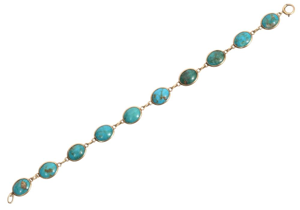 14K YG AND CARVED TURQUOISE LINK