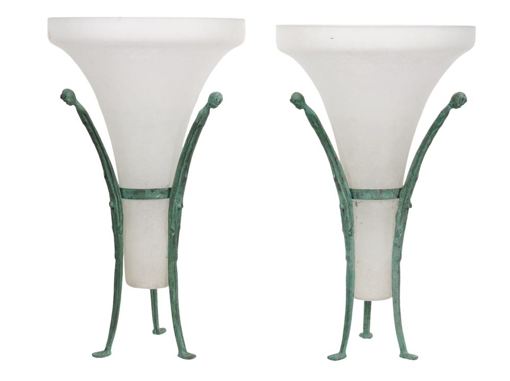 PR SEGUSO MURANO VASES IN VERDIGRIS 2cf395