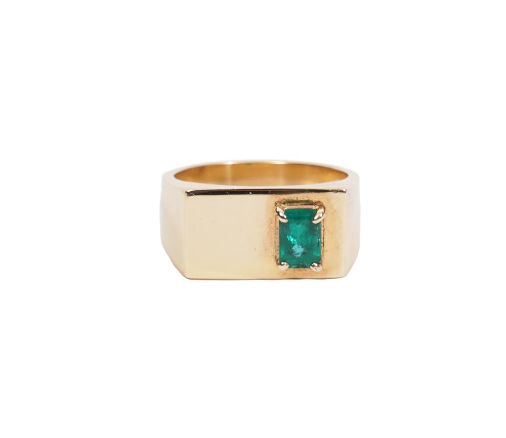 14K YG & EMERALD CONTEMPORARY UNISEX