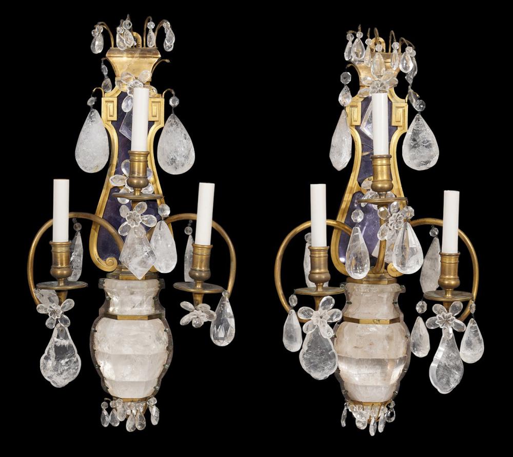 FINE PAIR OF ROCK CRYSTAL SCONCES 2cf3b5