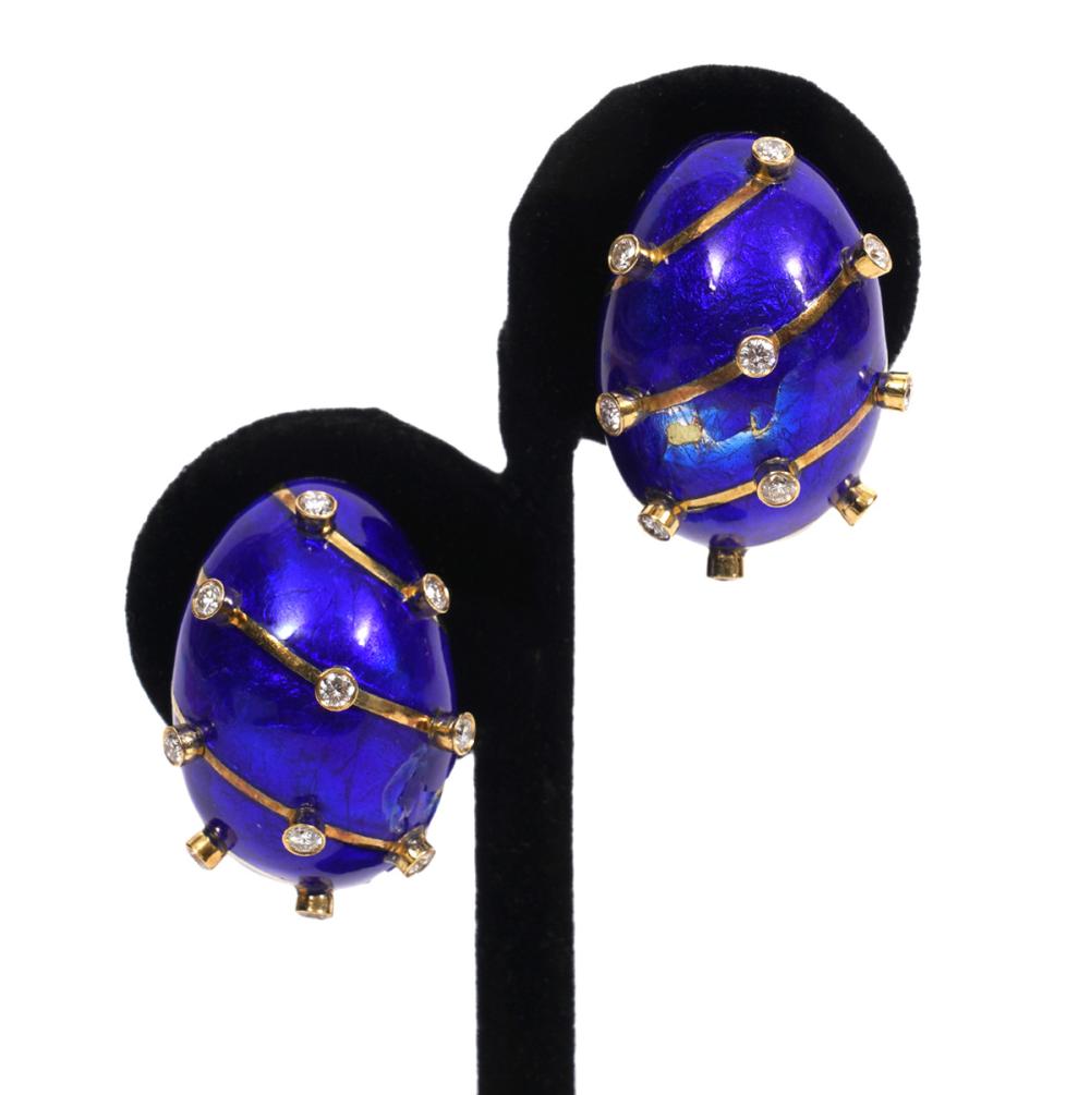 14K YG DIAMOND COBALT BLUE ENAMEL 2cf3c0