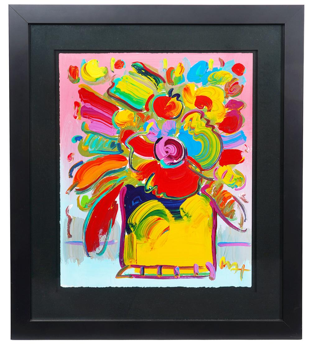 PETER MAX VASE OF FLOWERS ACRYLIC 2cf3bc