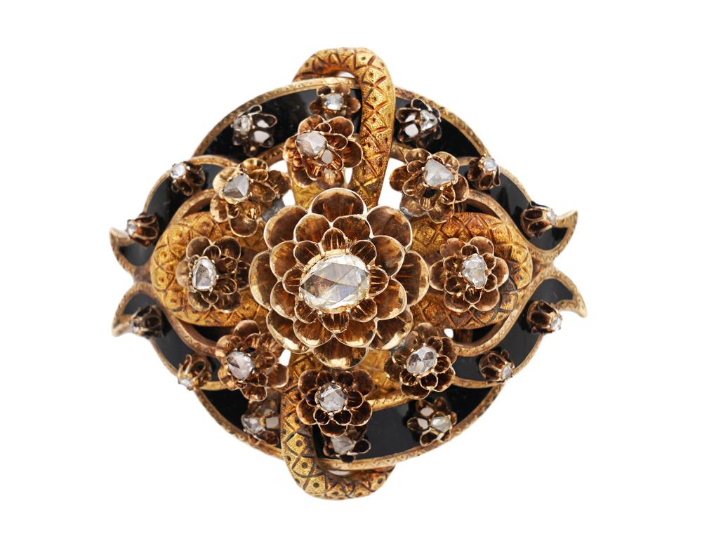 ANTIQUE VICTORIAN 18K YG, DIAMOND