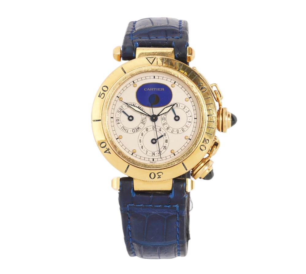 CARTIER PASHA 18K YG QUARTZ GENTLEMAN S 2cf3e6