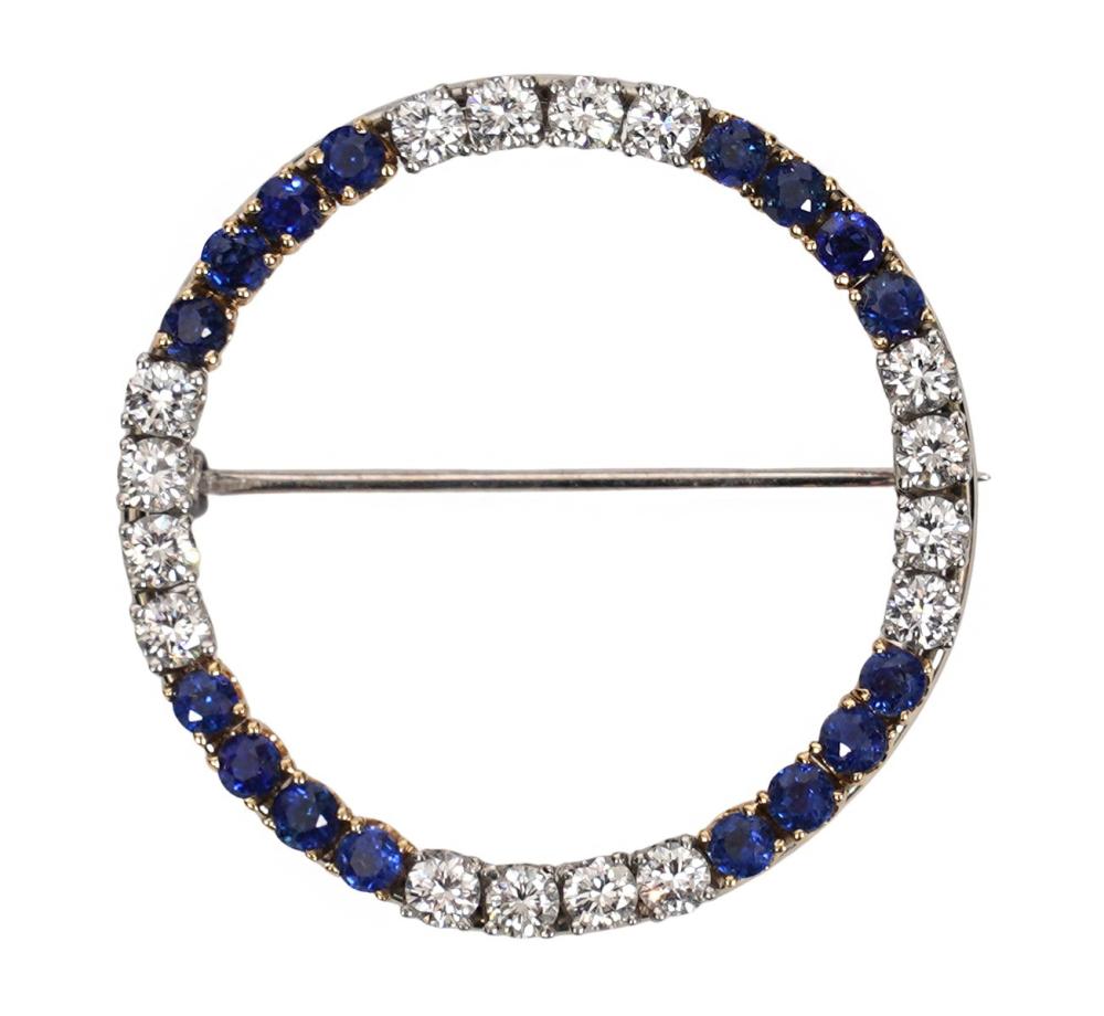 14K WG DIAMOND & SAPPHIRE CIRCLE