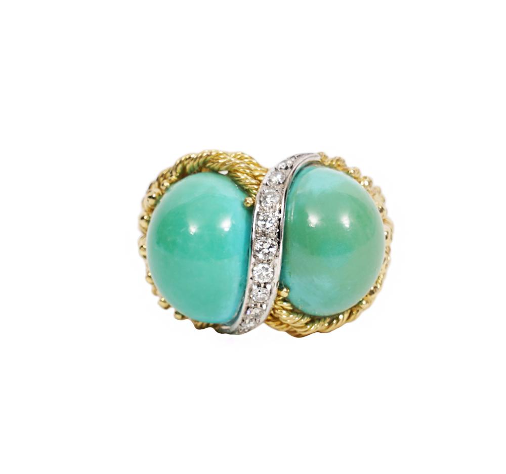 18K YG DIAMOND TURQUOISE VINTAGE 2cf422