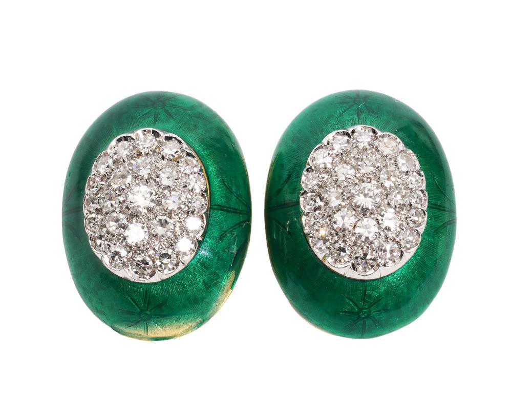 DIAMOND ENAMEL 14K YG CLIP EARRINGS14K 2cf4a4