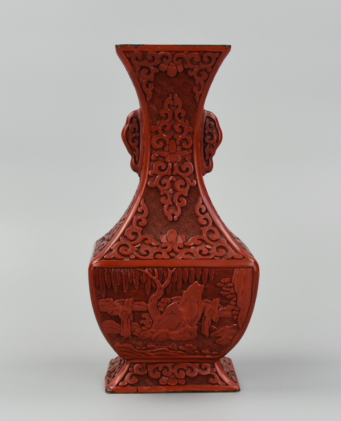 CHINESE CARVED LACQUER VASE W/