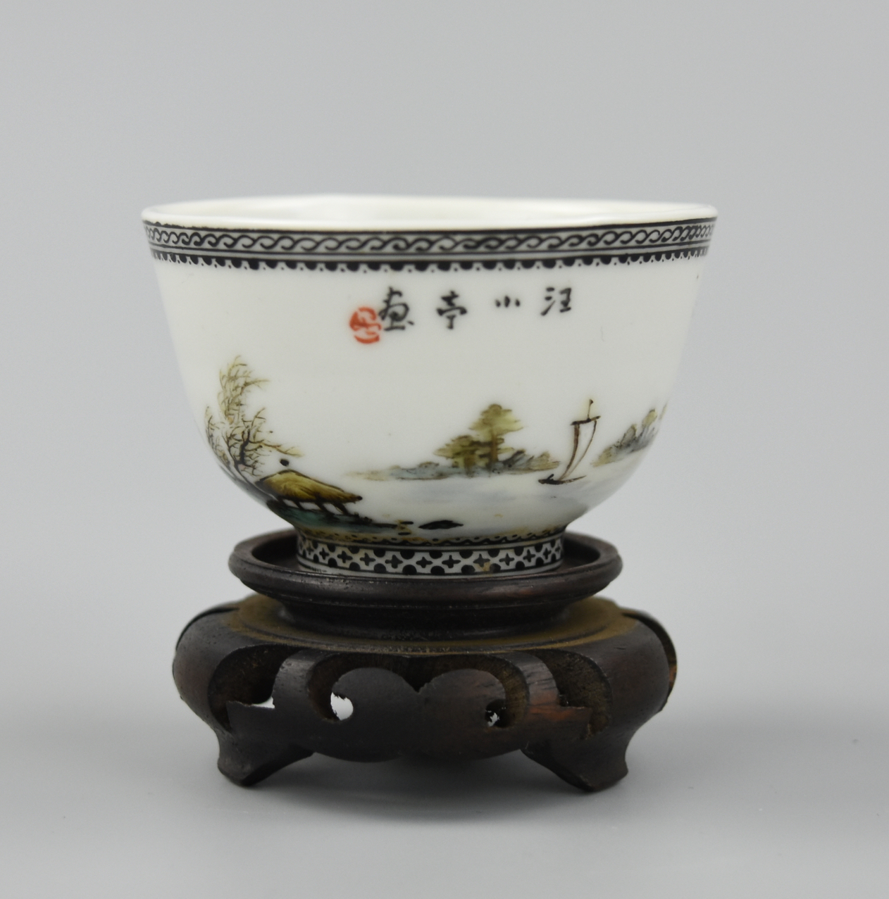 SMALL CUP W/ RURAL VIGNETTE BY