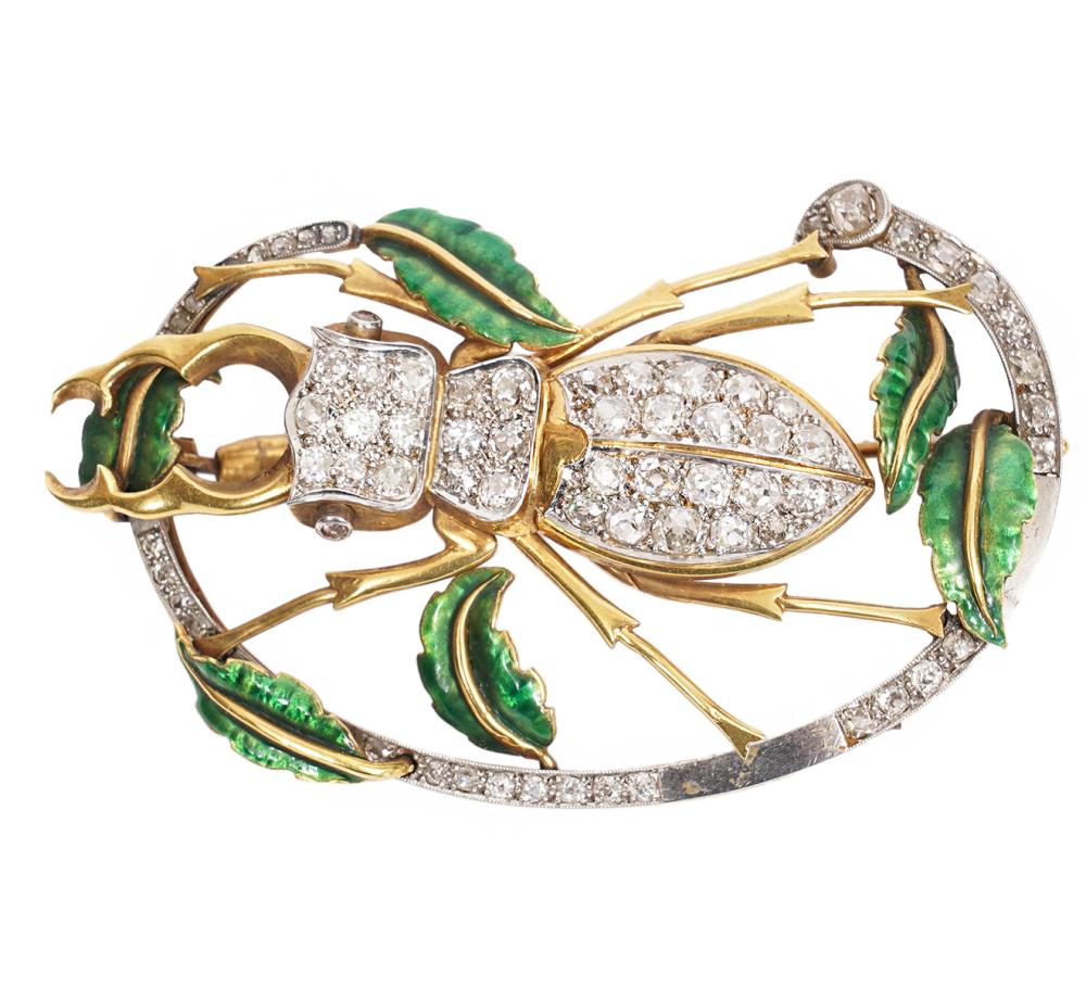 DIAMOND, ENAMEL, GOLD & SILVER BEETLE