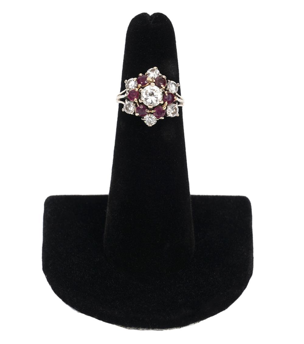 LADY S 14K WG DIAMOND RUBY CLUSTER 2cf561