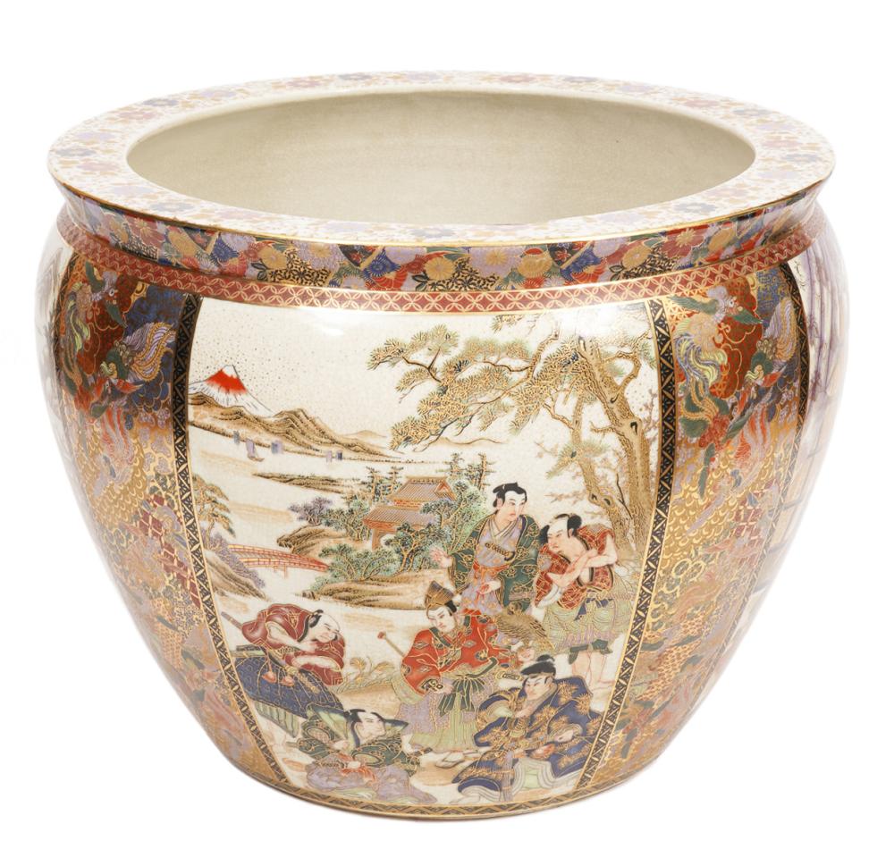 JAPANESE SATSUMA PORCELAIN JARDINIERELarge