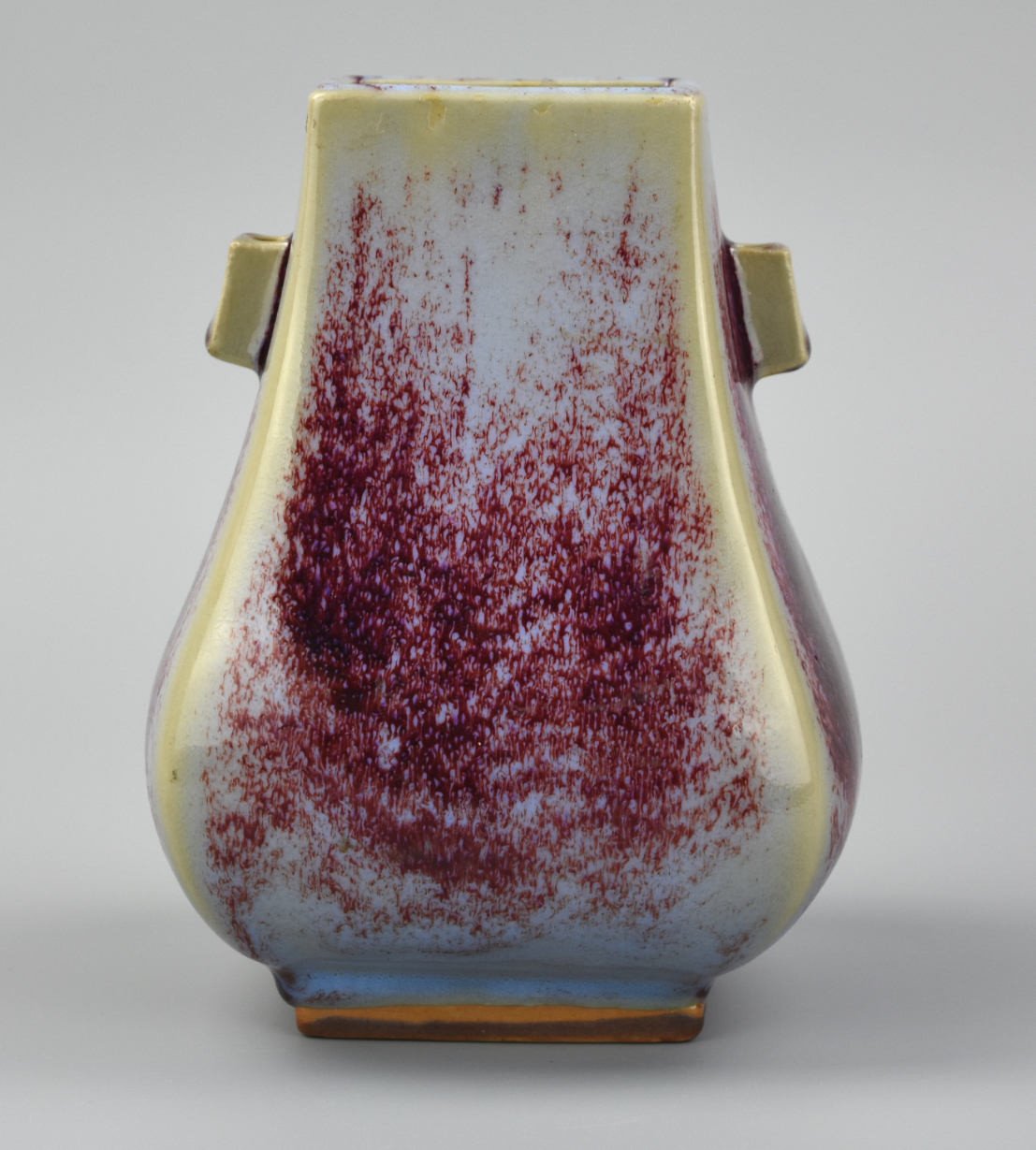 CHINESE SQUARED FLAMBE GLAZE VASE,