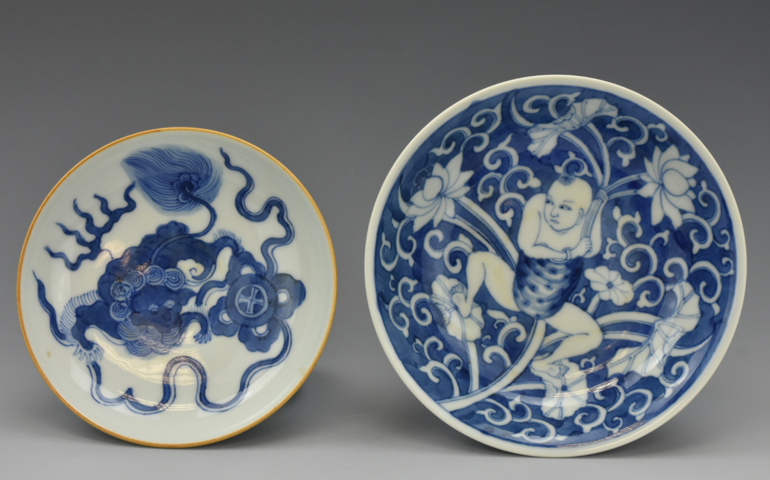 TWO SMALL CHINES BLUE & WHITE PLATES