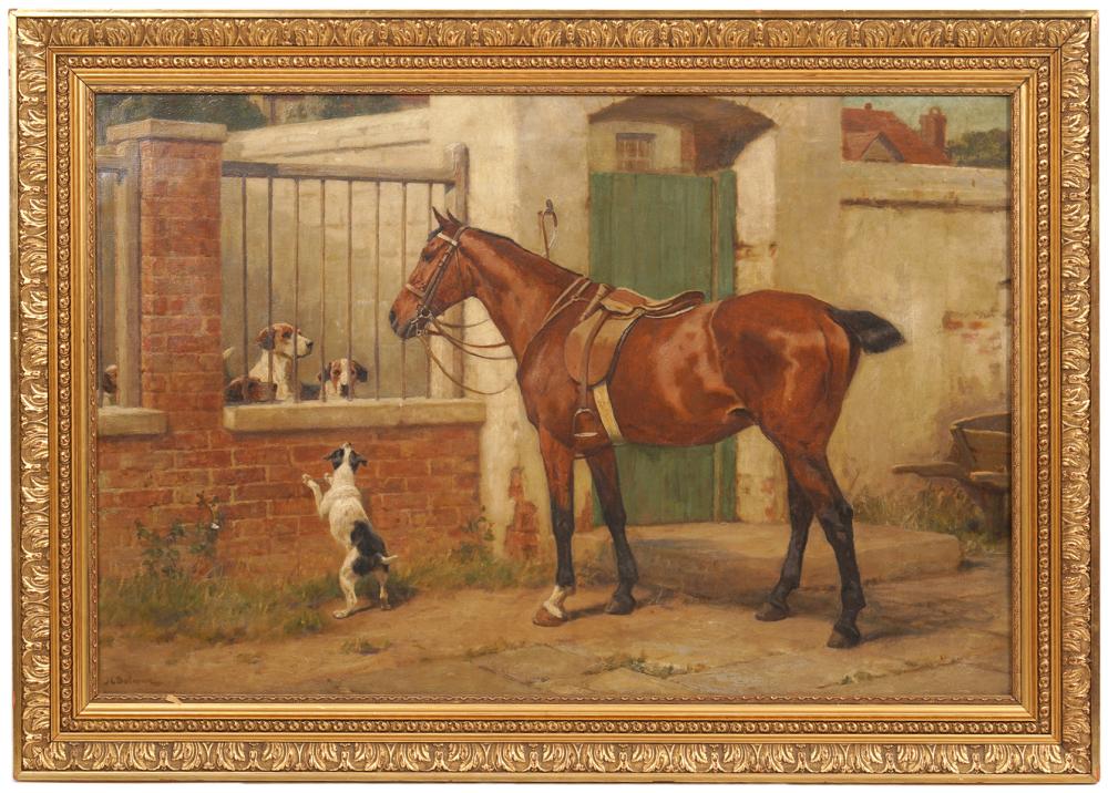 J.C. DOLLMAN 'DOGS AT THE STABLE'