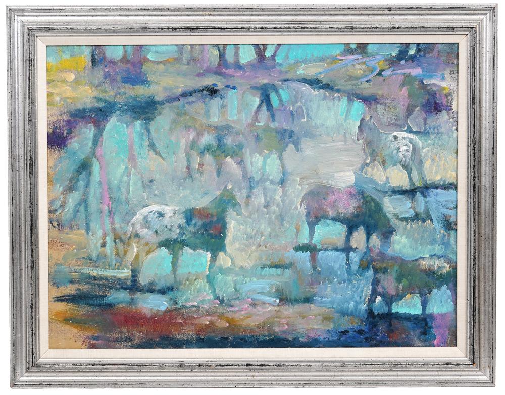 EARL BLISS PONIES IN A POND OIL 2cf6f8