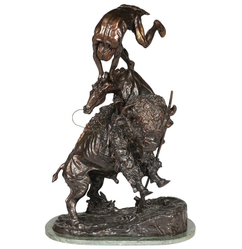 BUFFALO HORSE BRONZE SCULPTURE 2cf713