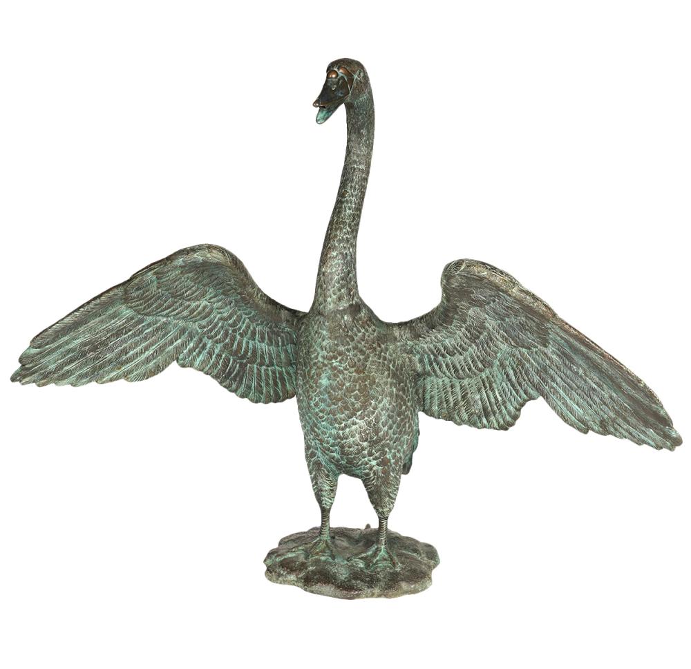 20TH CT. BRONZE SWAN FOUNTAIN SCULPTUREBronze