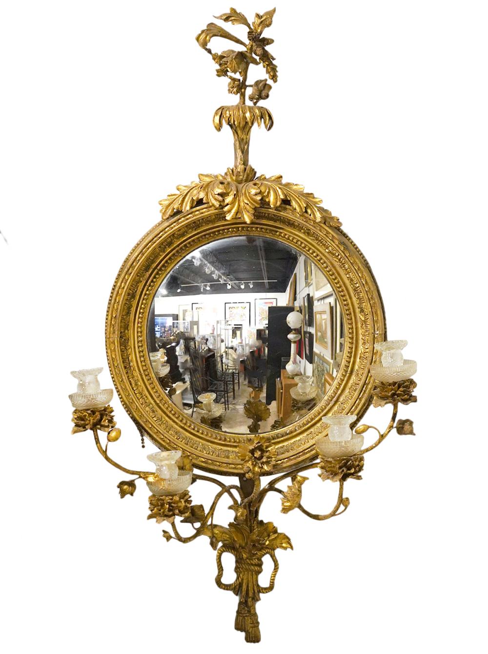 ENGLISH 19TH C. GILT CONVEX MIRROR