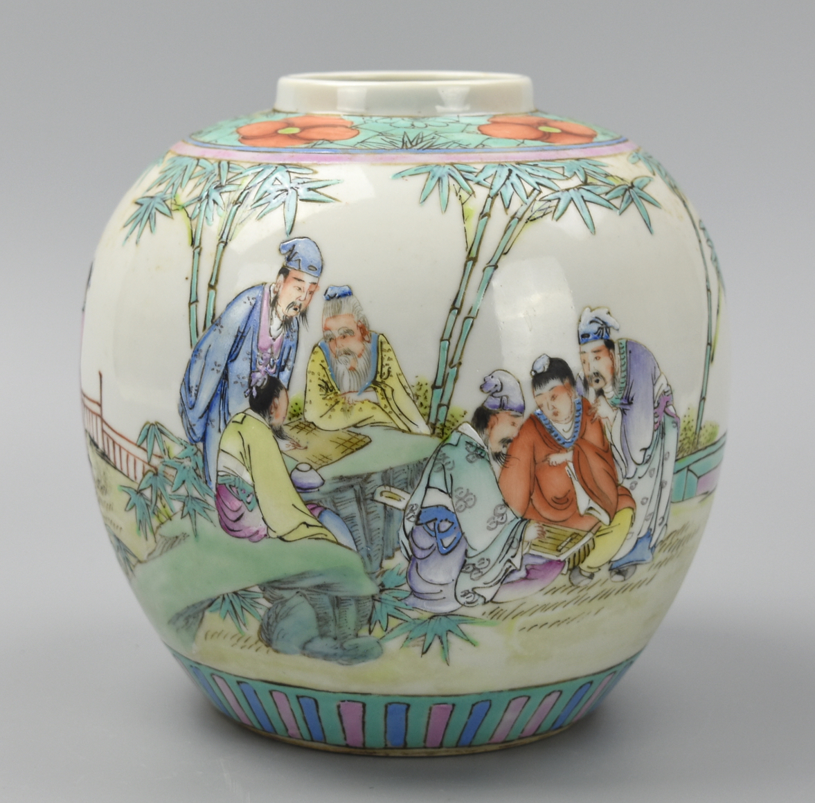 CHINESE FAMILLE ROSE JAR W/ FIGURES,
