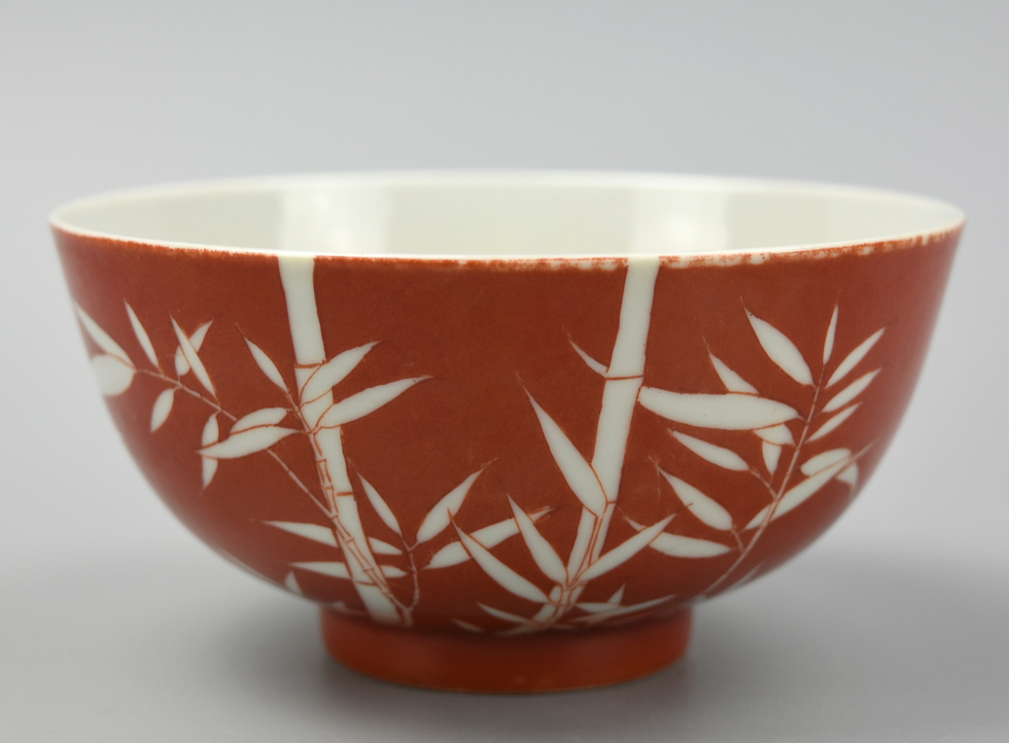 CHINESE IMPERIAL CORAL RED BAMBOO BOWL,TONGZHI