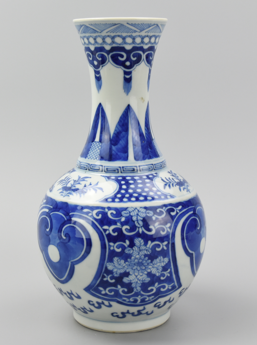 CHINESE B & W VASE W/ VARIED DECORATION,19TH