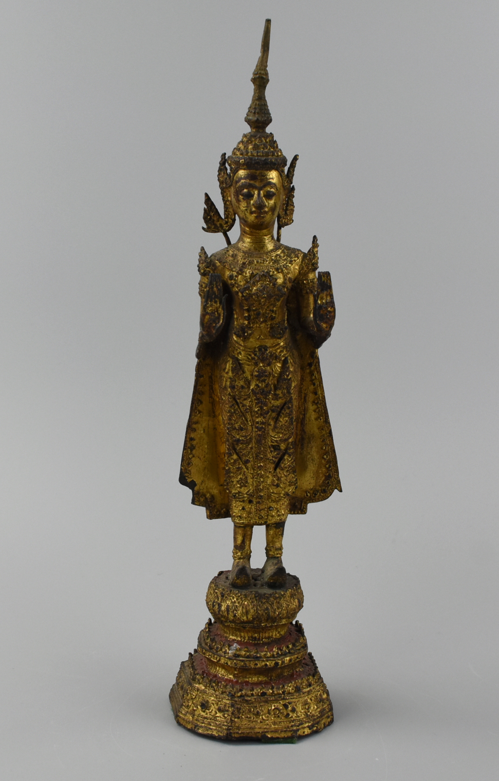 GILDED STANDING THAI BUDDHA,17-18TH