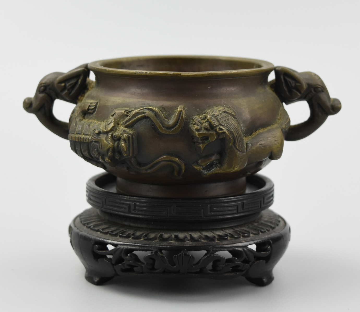 SMALL BRONZE CENSER W/ HIGH RELIEF