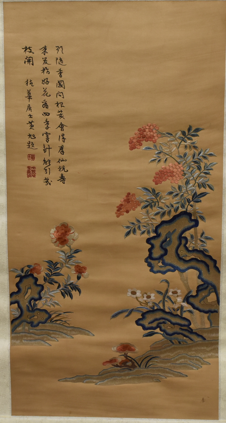 CHINESE EMBROIDERY SCROLL 19 20TH 2cf819