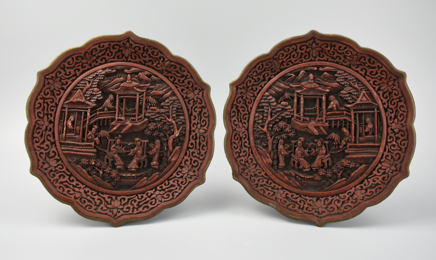 PAIR OF CHINESE LACQUERWARE PLATE 20TH 2cf824