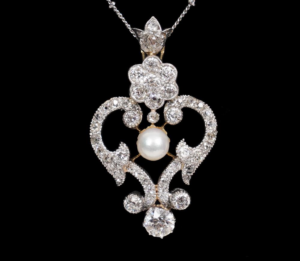 ANTIQUE EDWARDIAN DIAMOND PEARL 2cf951