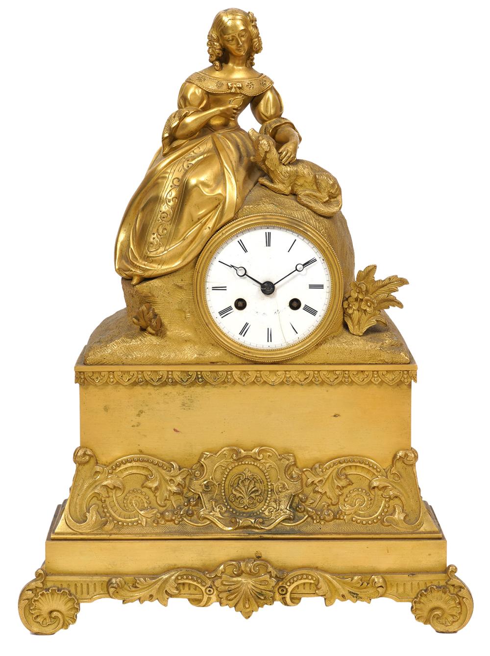 FRENCH DORE BRONZE MANTLE CLOCKUnusual