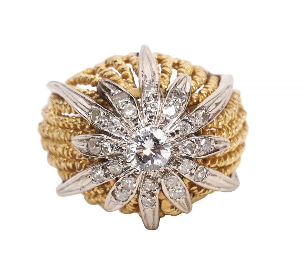 DIAMOND & 18K TWO TONE DOME STARBURST