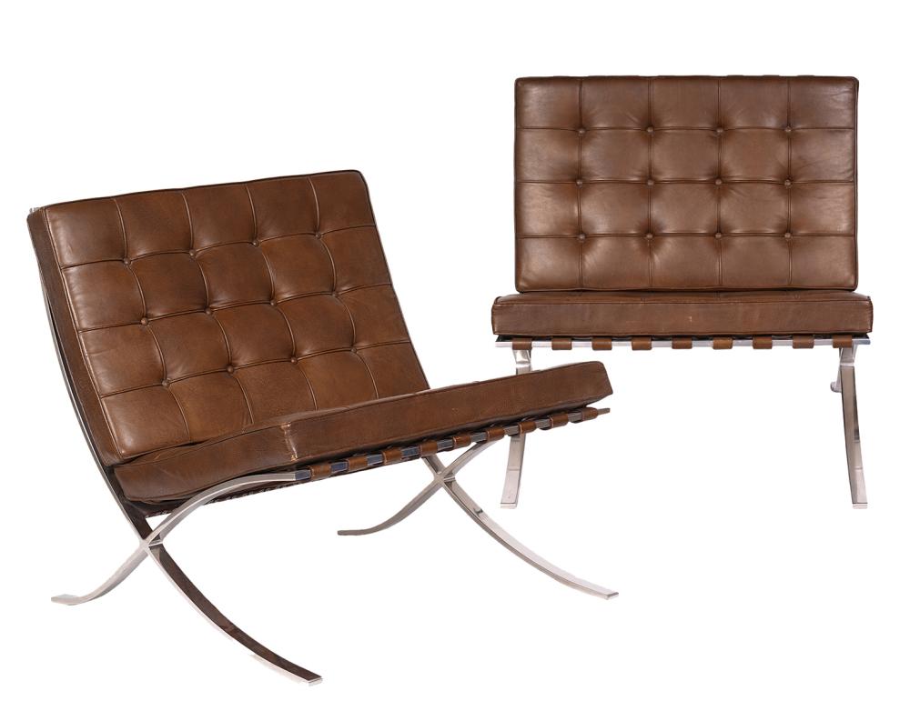 PAIR OF KNOLL BARCELONA LEATHER 2cfb4d