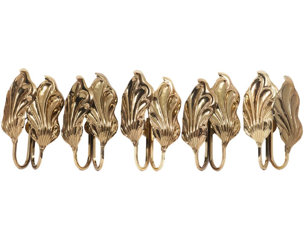 SET OF FIVE ITALIAN BRASS LEAF 2cfb7a