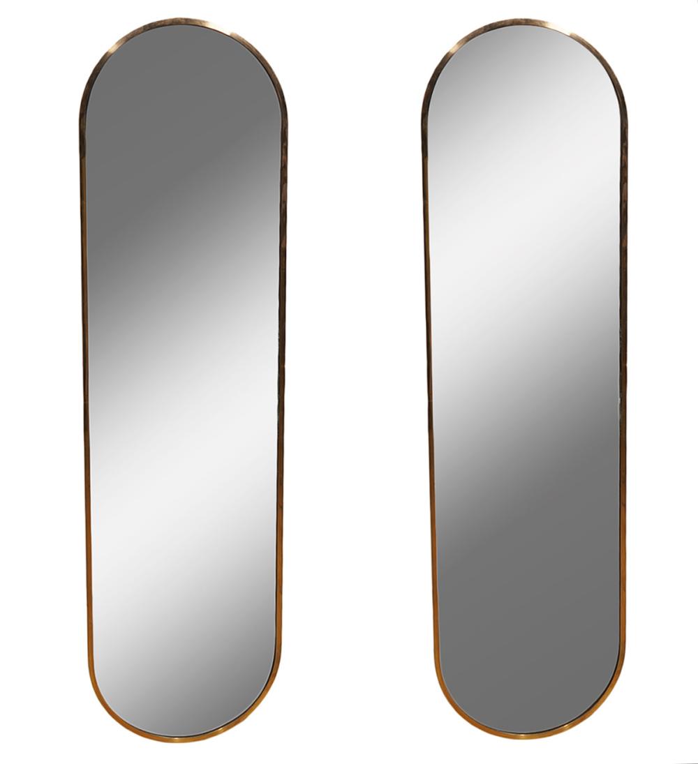 PAIR OF TALL OVAL BRASS MID-CENTURY